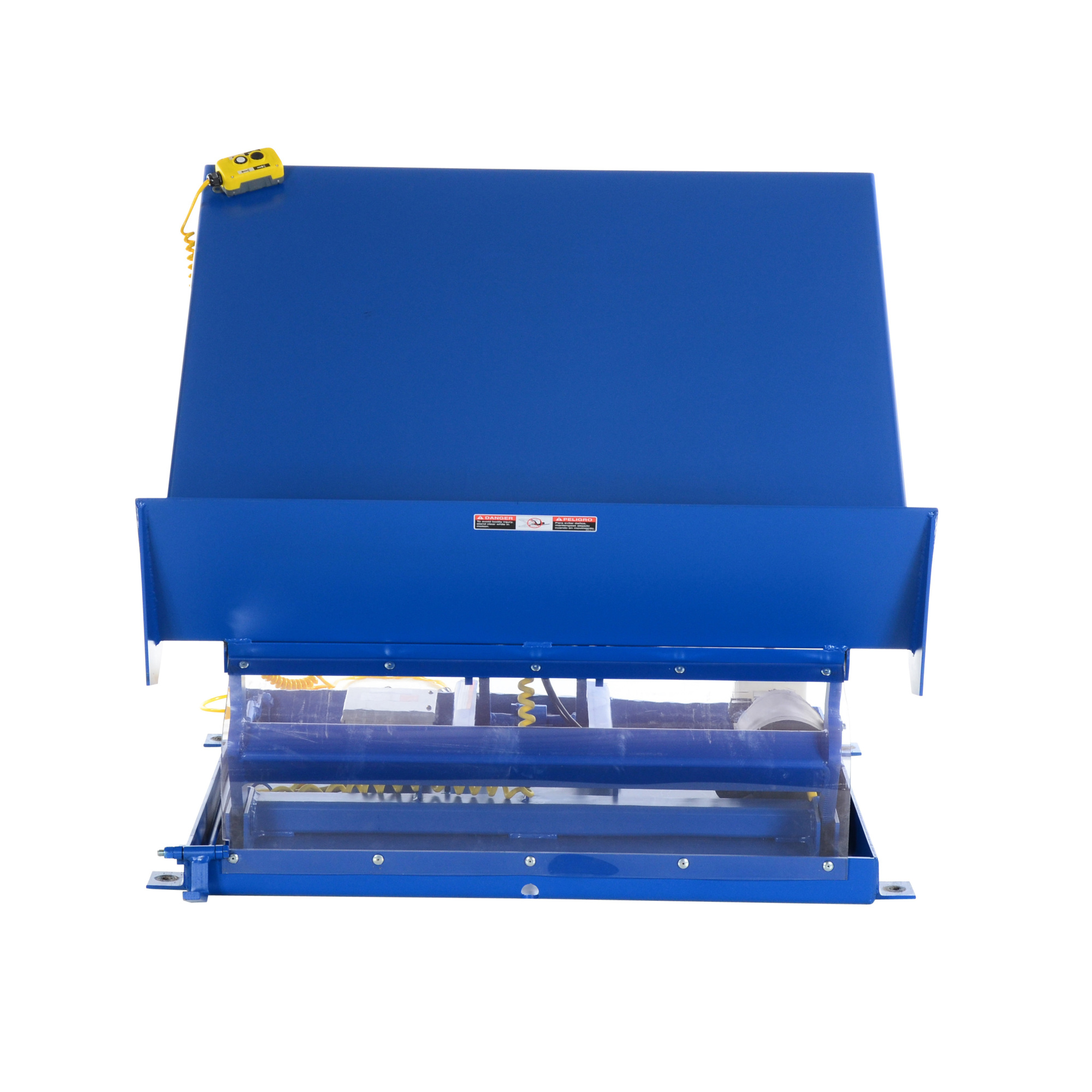 Vestil Steel Lift Table 48 In x 48 In AC Powered 230 Volt 3 Phase 6,000 Lb. Capacity Blue